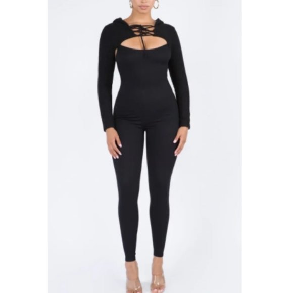 NWT Black Sleeveless Jumpsuit with Cropped Jacket Top of the World - Picture 1 of 3